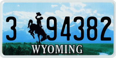 WY license plate 394382