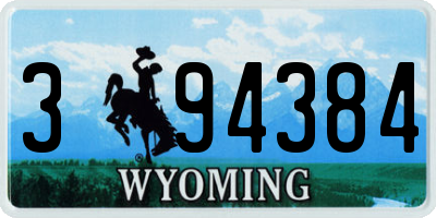 WY license plate 394384