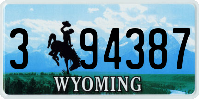 WY license plate 394387