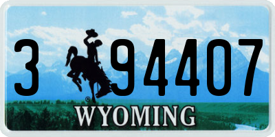 WY license plate 394407