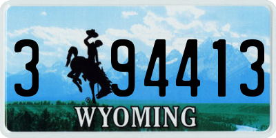 WY license plate 394413