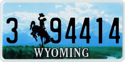 WY license plate 394414