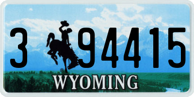 WY license plate 394415