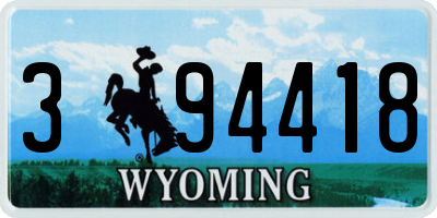 WY license plate 394418