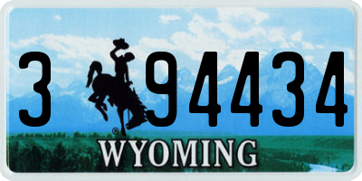 WY license plate 394434