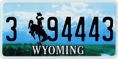 WY license plate 394443