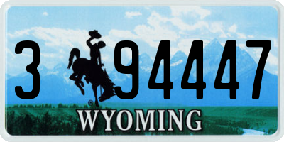 WY license plate 394447