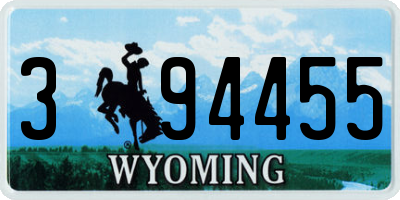 WY license plate 394455