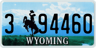 WY license plate 394460