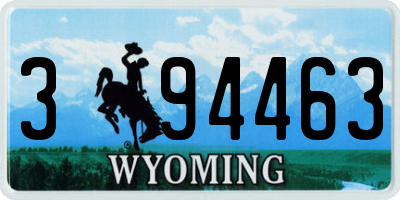WY license plate 394463
