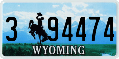 WY license plate 394474