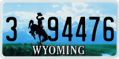 WY license plate 394476