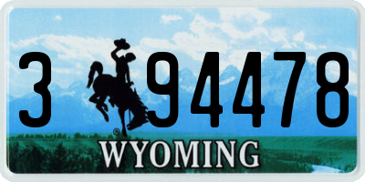 WY license plate 394478