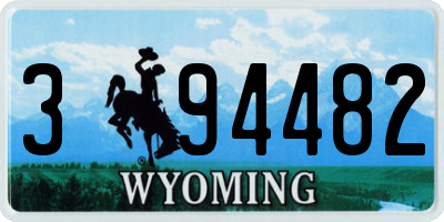 WY license plate 394482