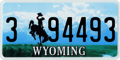 WY license plate 394493