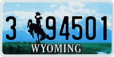 WY license plate 394501