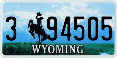 WY license plate 394505
