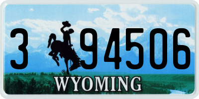 WY license plate 394506