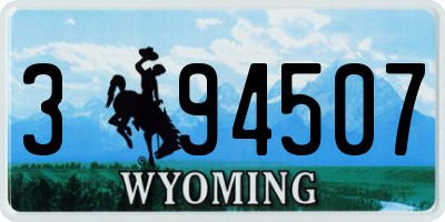 WY license plate 394507