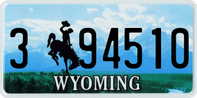 WY license plate 394510