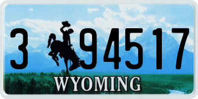 WY license plate 394517