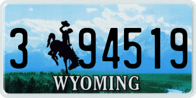 WY license plate 394519
