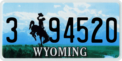 WY license plate 394520
