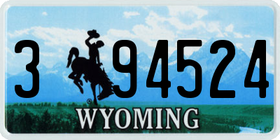 WY license plate 394524