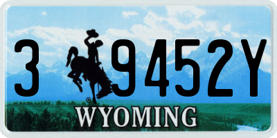 WY license plate 39452Y