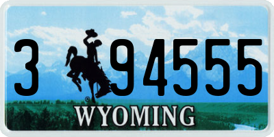 WY license plate 394555