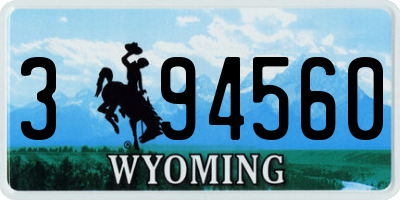 WY license plate 394560