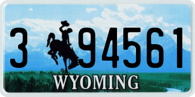WY license plate 394561