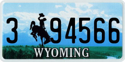 WY license plate 394566
