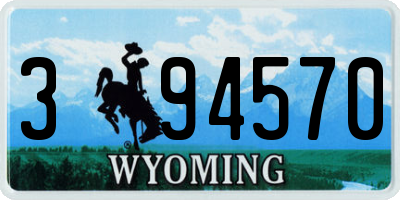 WY license plate 394570