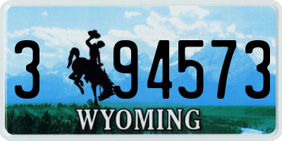 WY license plate 394573