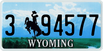 WY license plate 394577