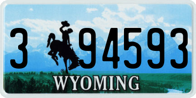 WY license plate 394593