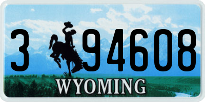 WY license plate 394608