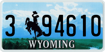 WY license plate 394610