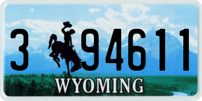 WY license plate 394611