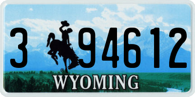 WY license plate 394612