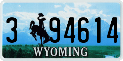 WY license plate 394614