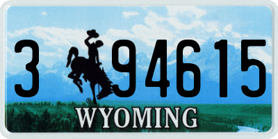 WY license plate 394615