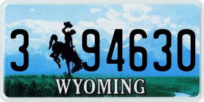 WY license plate 394630