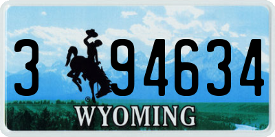 WY license plate 394634