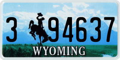 WY license plate 394637