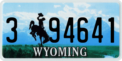 WY license plate 394641