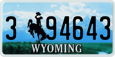 WY license plate 394643