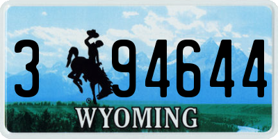 WY license plate 394644