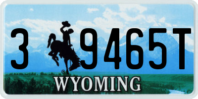 WY license plate 39465T